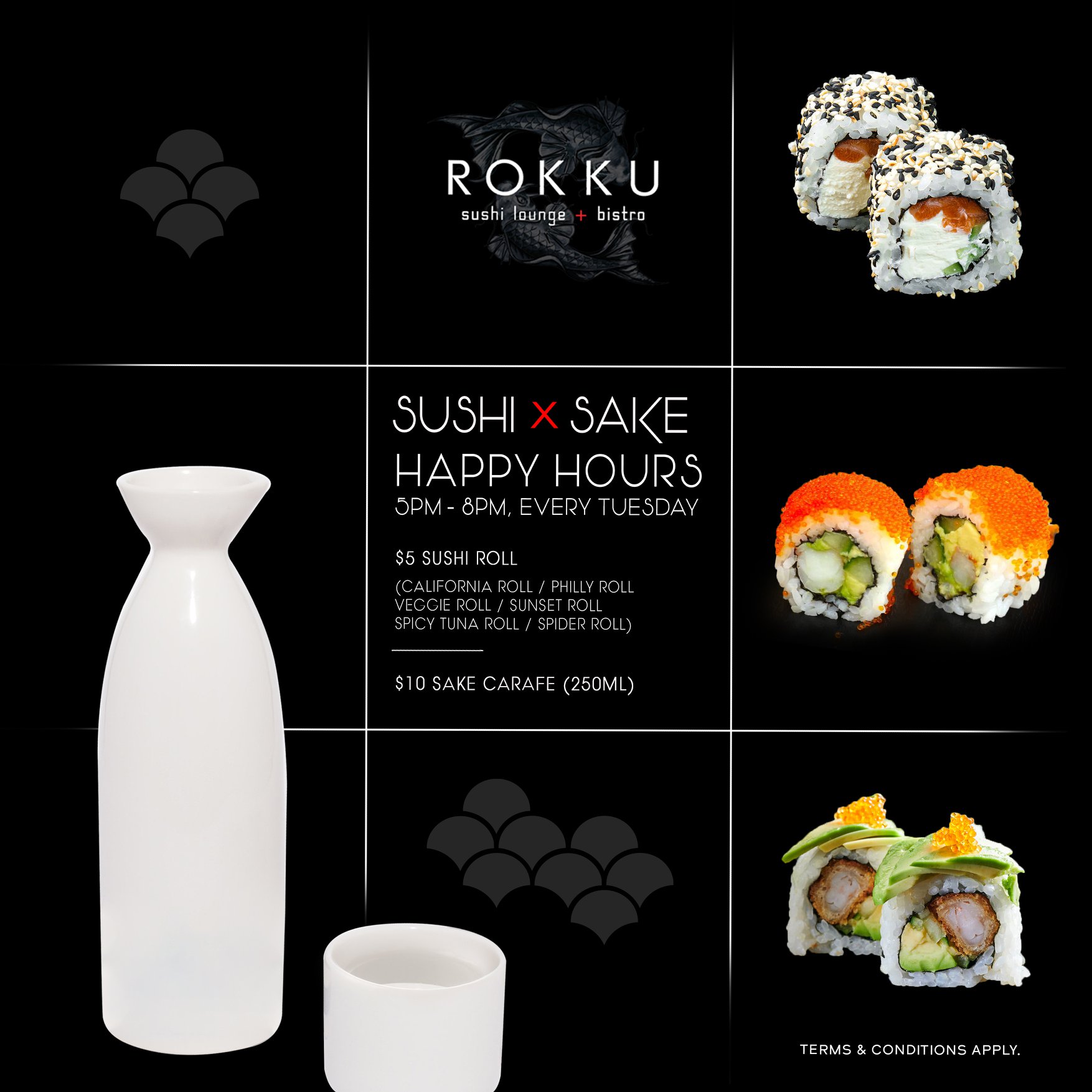 SUSHI x SAKE HAPPY HOURS TUESDAY AT ROKKU ON MARCH 2ND