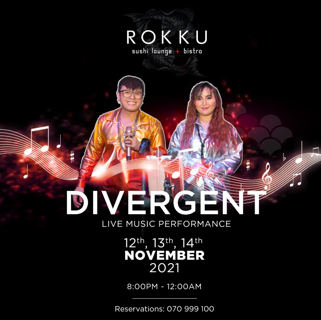 DIVERGENT LIVE MUSIC PERFORMANCE AT ROKKU ON NOVEMBER 12TH – 14TH