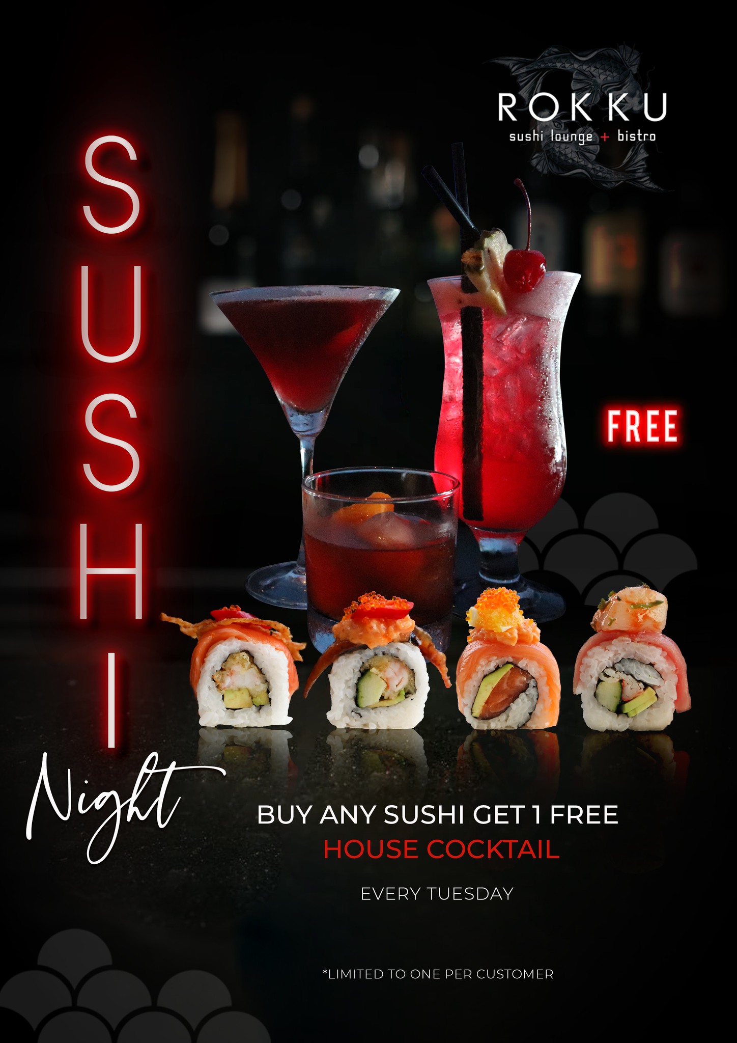 SUSHI NIGHT EVERY TUESDAY AT ROKKU ON MARCH 1ST
